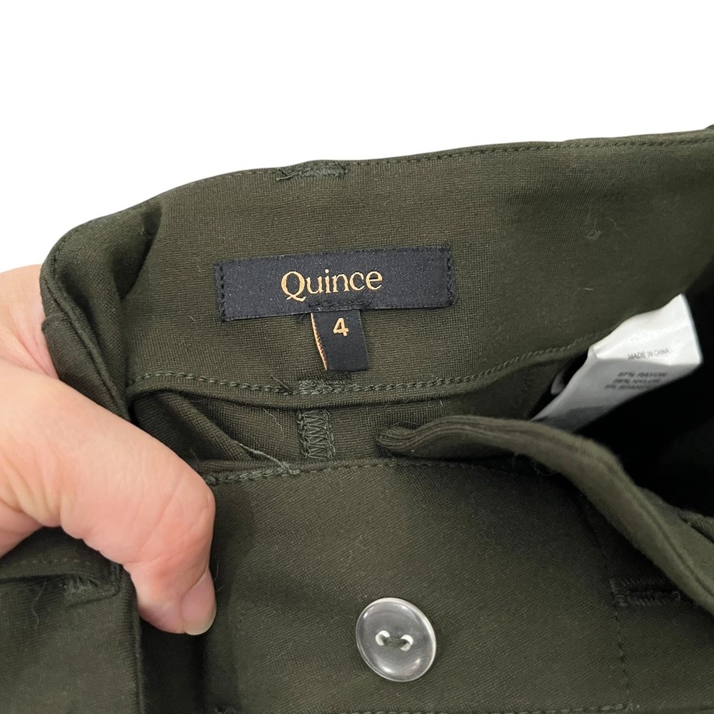 Quince Ultra-Stretch Ponte Cropped Wide Leg Pants Olive Green High Rise Size 4 - Picture 7 of 8